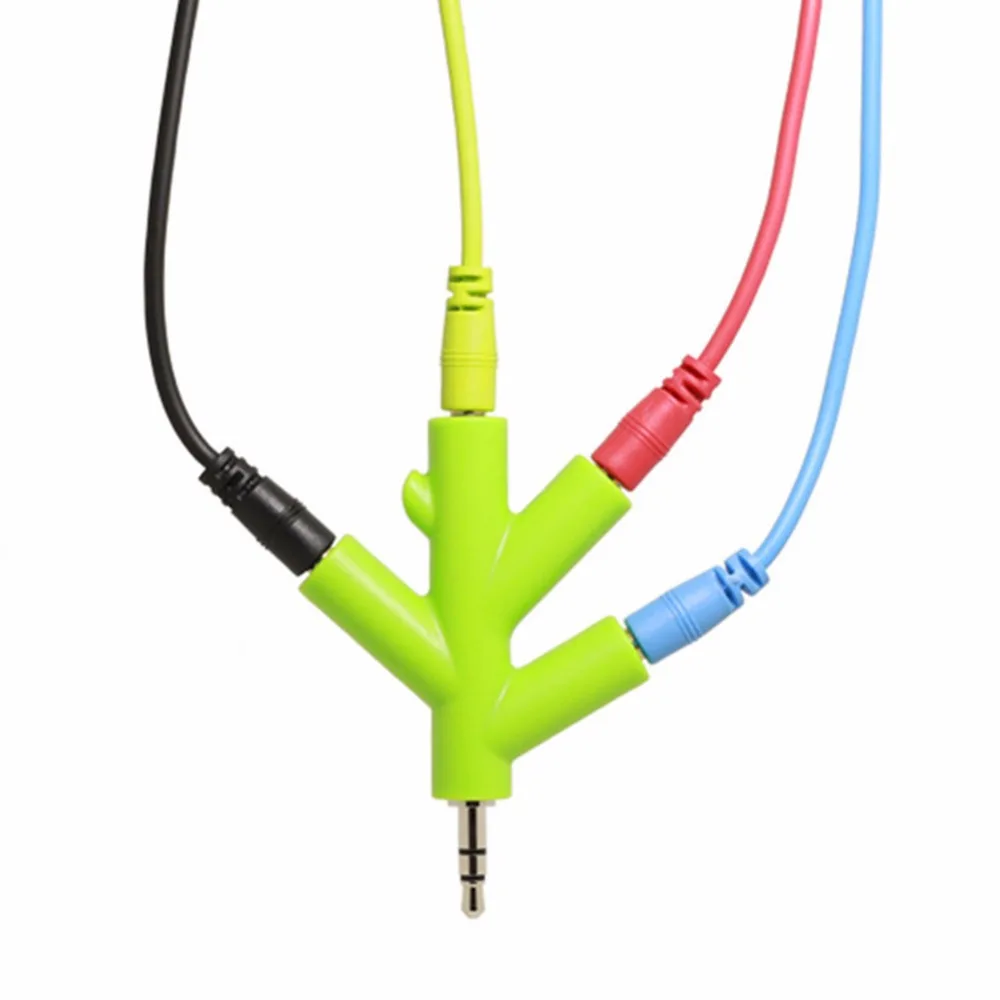 

Useful 3.5mm 4 Way Port Aux Audio Spliter Multi Headphone Earphone Adapter Converter 1 Male to 2 3 4 Female Color Random