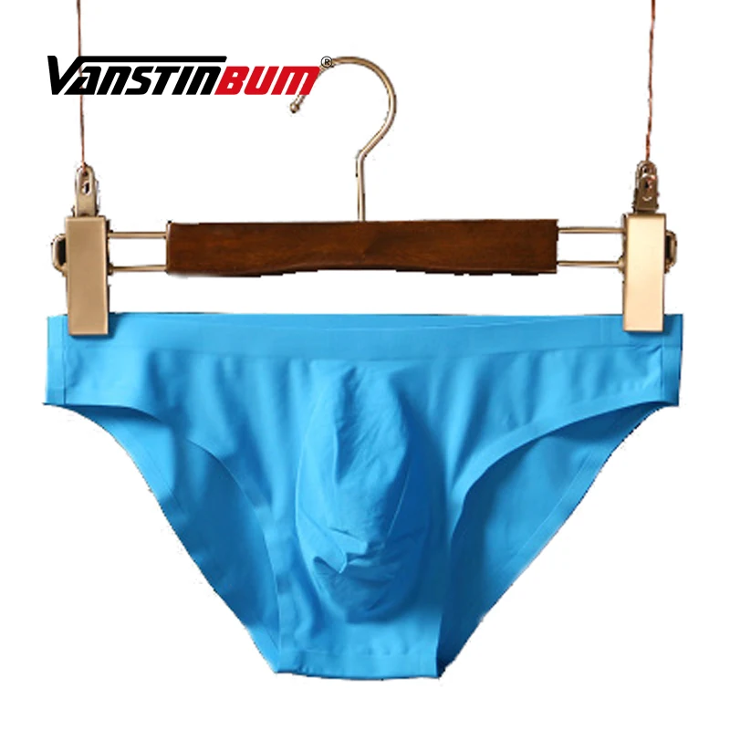 

VANSTINBUM Briefs Sexy Male Low Waist Ice Silk Underwear Fashion Men's Homme Breathable Seamless Bikini Bulge U Pouch Panties