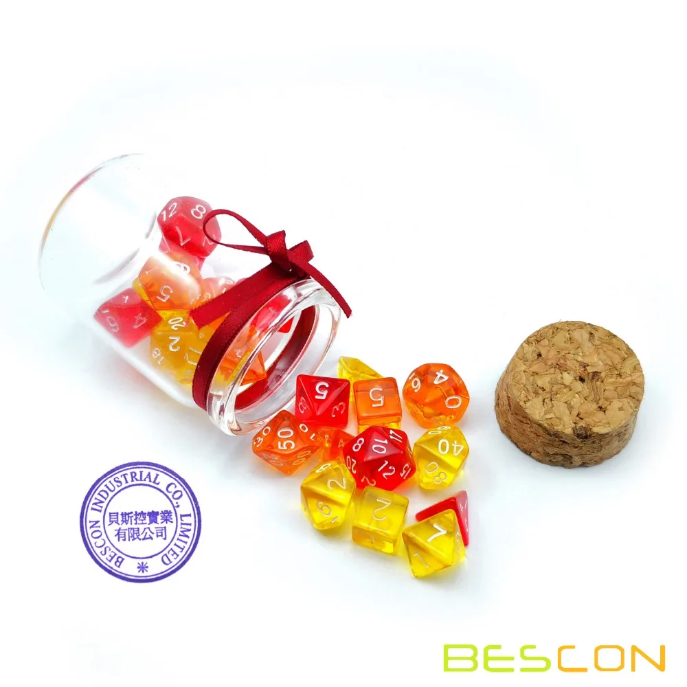Bescon Mini Dice Gem Set 21pcs -21 Gem Mini Polyhedral Dice, 3 colors in Complete Set of 7, Miniature 10MM Dice Size 3
