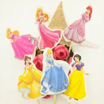

24pcs Six Princess Cake Dessert topper Card Prod With Picture Cake Decoration Card Cupcake Picks Kid Birthday Party Decoration