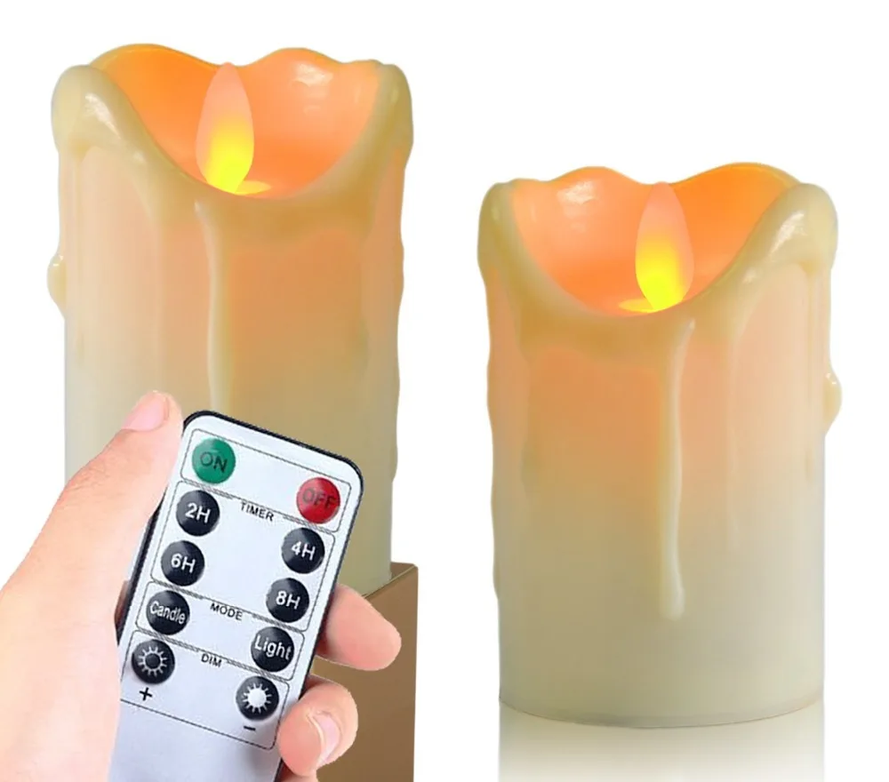 Flameless Candles, Battery Operated LED Lights Candle Drip Flickering