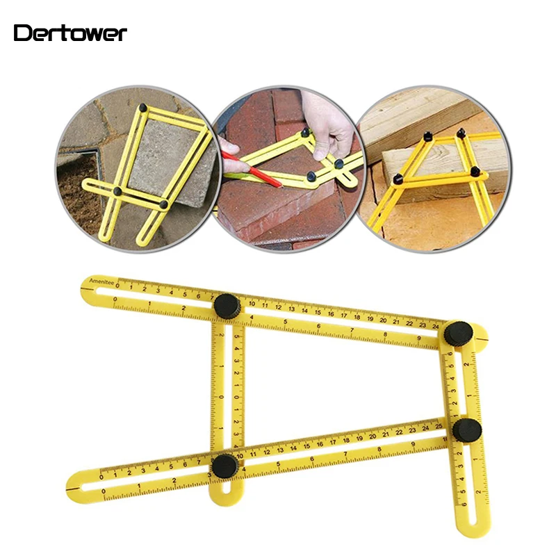 

Multi Angle Ruler Template 4 Folding Angle Measuring Tool Instrument Brick Tile Wood Corner Products Foldable Ruler Protractor