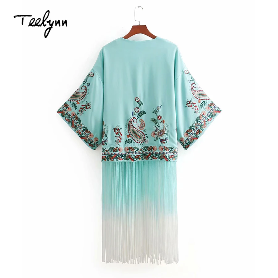 TEELYNN boho блузка для женщин 2018 Осенняя Цветочная вышивка Сексуальная с