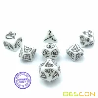 BESCON DARK ELVES Glowing Dice Set (7 piece), Oversized GLOW IN DARK Carved Role Playing Games RPG Dice Set 2