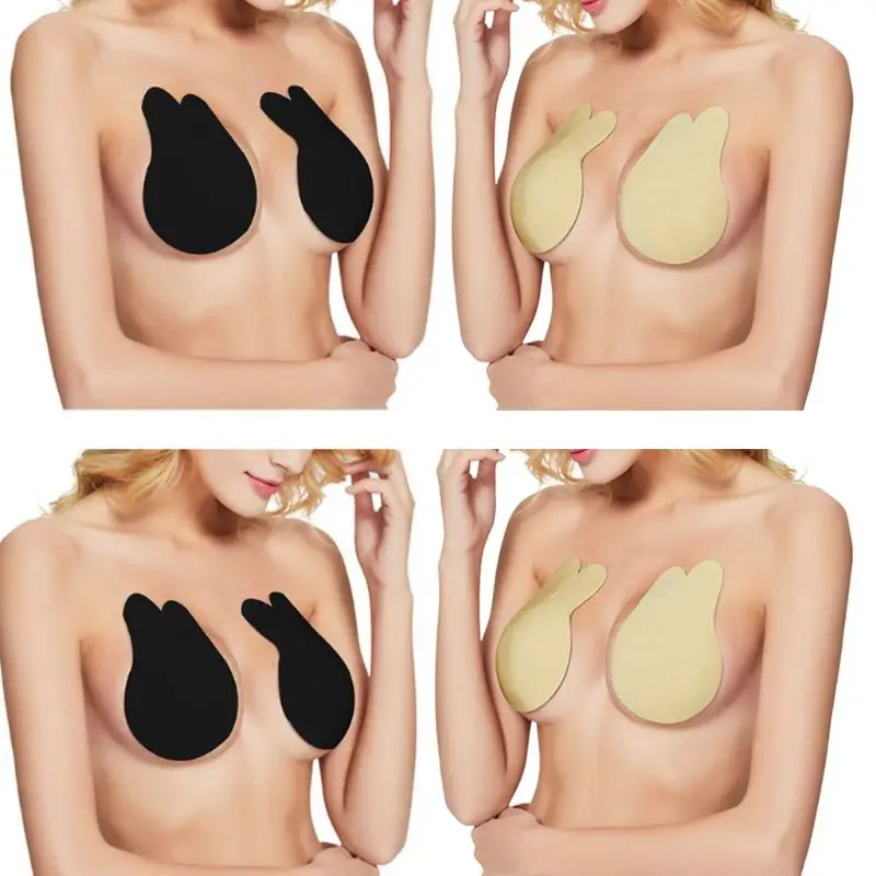 

3Pcs/Pair Women Cute Rabbit Ear Invisible Bra Lifting Chest Stickers Breathable Bio-Silicone Nipple Cover Anti-Sagging Chest Pad
