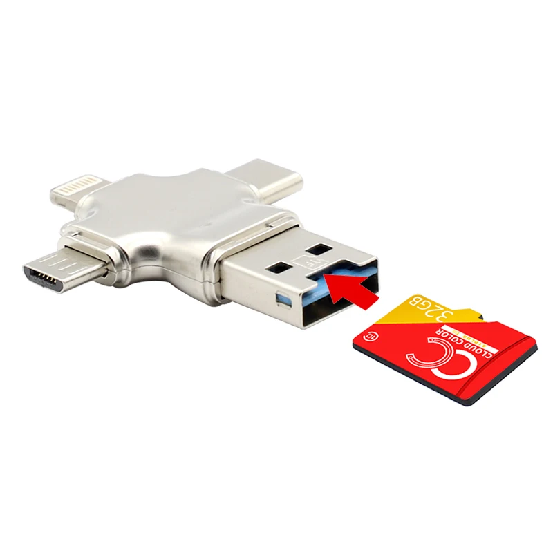 

4 in 1 OTG USB flash card Reader Phone USB flash driver for Iphone Micro USB