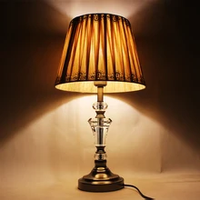Современный Креативный тканевый Хрустальный Настольный светильник, винтажный E27 светодиодный 220 В, настольная лампа для чтения, прикроватная, для дома, гостиной, офиса, кабинета, бара