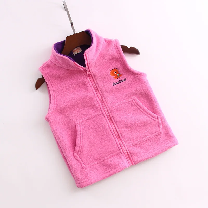 Детское пальто унисекс весенне-летний флисовый жилет для маленьких девочек и мальчиков, жилет с вышивкой детская верхняя одежда От 1 до 6 лет для маленьких детей - Цвет: Розовый