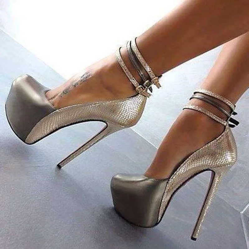 

HOOFLORON Shoes, women's pumps heel shoes new fashion free shipping, patent leather, bare foot strap, 16 cm high heels, roun