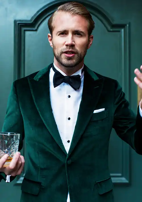 Velvet green suit mens Clearance