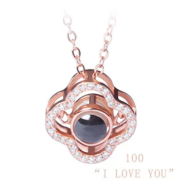 100 language i love you flower pendant necklace