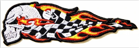 

Embroidery Patches Motorcycle Racing Rider Biker Iron on 12*3.8cm flame wings