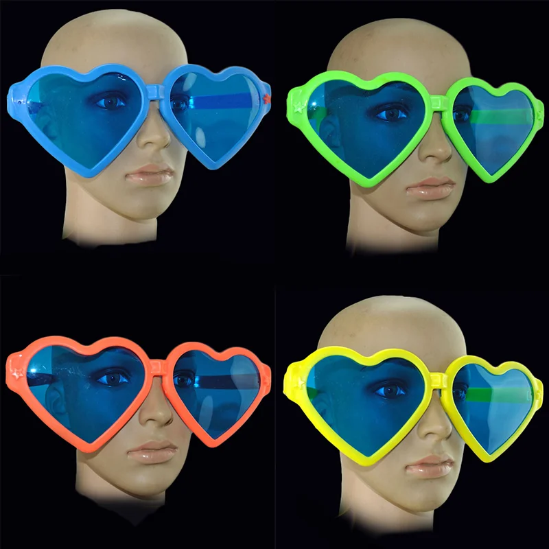 

1Pc 5 Color 26*10cm PVC Large Fun Joke Heart Shape Glasses Dress Costume Accessories Super Large Party Bar Dance Glasses