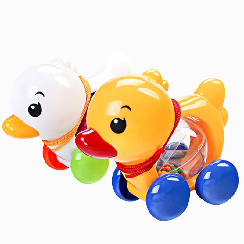Traditional Pull Along Rattles Duck Plastic Toddler Kids Baby Learn Walk font b Toy b font