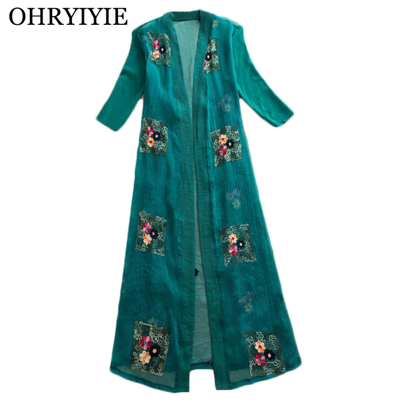 

OHRYIYIE Plus Size 5XL Floral Printed Women Cardigan Poncho 2019 Spring Summer Vintage Knitted Sweater Ladies Thin Outwear Femme