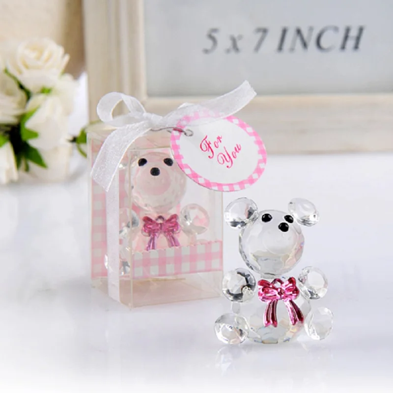 

10pcs Lovely Crystal Bow Bear Ornaments Furnishing Articles For Wedding Baby Shower Party Birthday Favor Gift Souvenirs