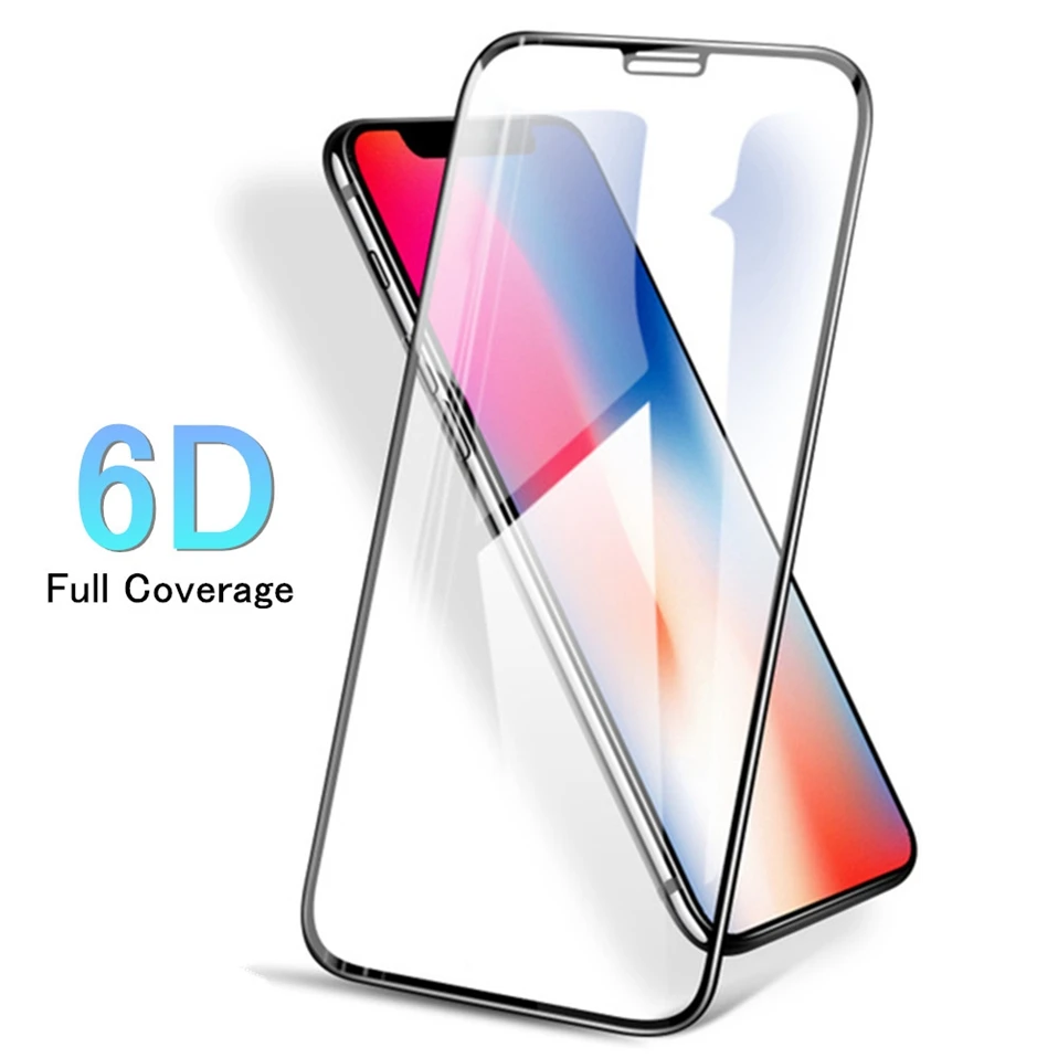 

For iPhone XS 6D Fully Covered Tempered Film For iPhone x xs max Protective Glass on iPhone7 8 6s plus xr tempered film