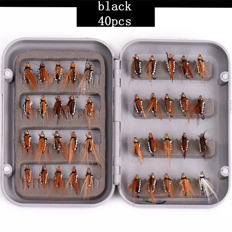 Attractive 40pcs Fly fishing Lure Hooks Butterfly Insects Style Salmon Flies Trout Single Dry Fly Fishing Lures Fishing Tackle