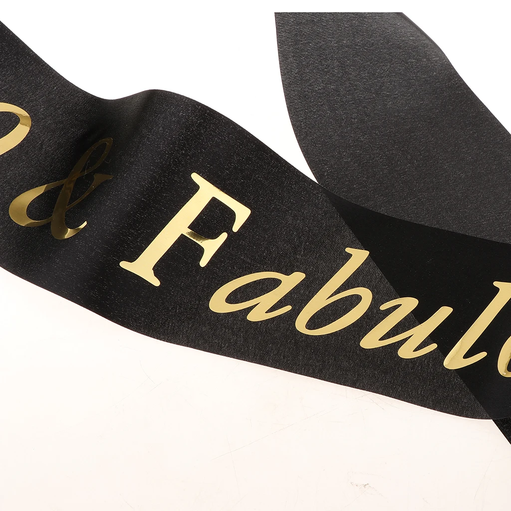 Gilding Gold 30 40 50 60 70 80 and Fabulous Sash for Birthday Anniversary Party Favors Supplier and Decorations Black