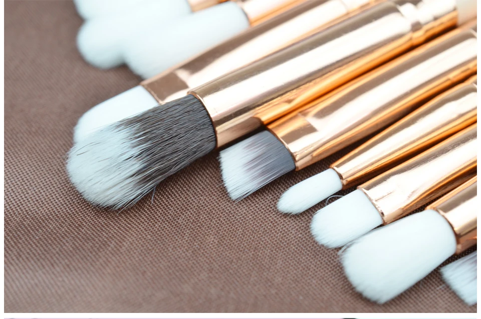 SHIHSHUMS 12 Pcs Eyes Brushes Set Eyeshadow Eyeliner Lip Blending Brush Tools Gold Black Professional Makeup Brushes Maquiagem (4)