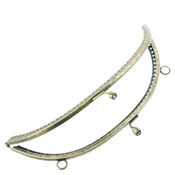 

2Pcs Bronze Tone Purse Bag Metal Arch Frame Kiss Clasps Lock Handle Clear Rhinestones Flower Rose 20x9.2cm(8"x3 5/8")