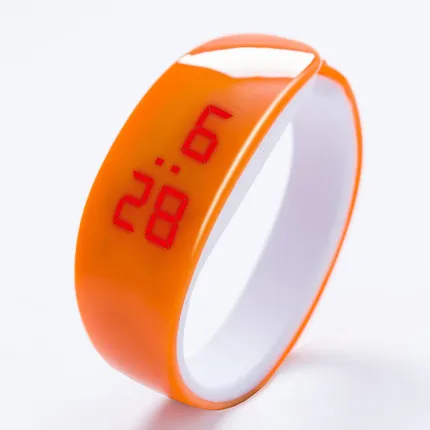 Модный светодиодный сенсорный экран цифровые наручные часы для мужчин и женщин и детей наручные часы женские спортивные наручные часы Saat - Цвет: orange