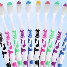 10 шт./5 пар/лот, хорошее качество, смешанный цвет, тонкая шерсть, мягкая пластиковая мультяшная коровья зубная щетка, моющий инструмент