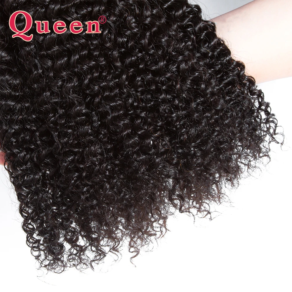 Queen Hair Products Brazilian Kinky Curly Weave 4 Bundles Human Hair Bundles Can Buy With Closure Remy Double Machine Weft Hair