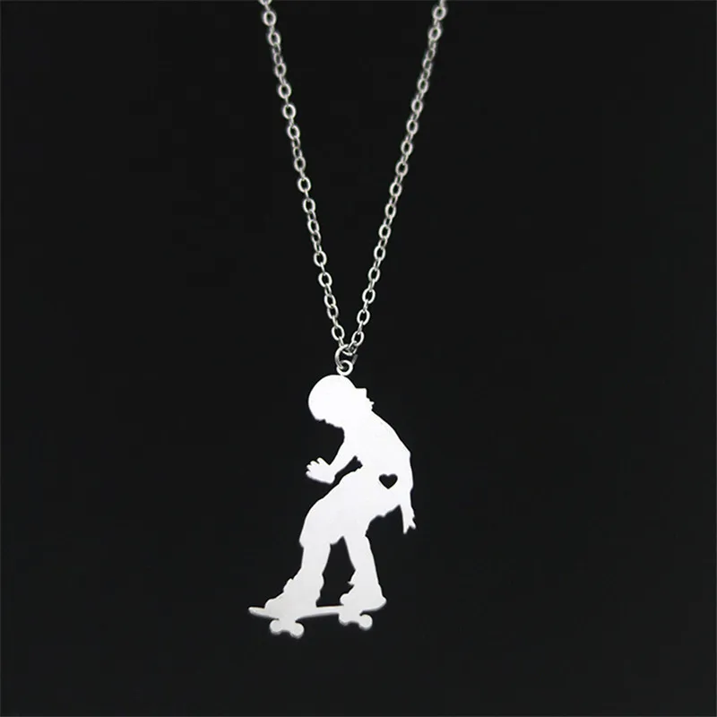 Wholesale Trendy Skateboard Necklace Skateboard Stainless Steel Heart