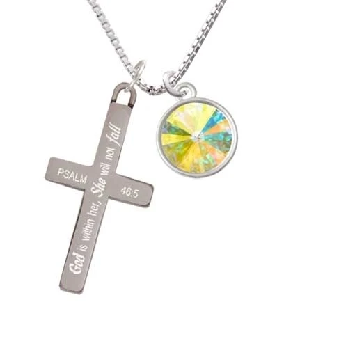 12mm Crystal Rivoli - Clear AB - She will not Fall - Cross Necklace (1)