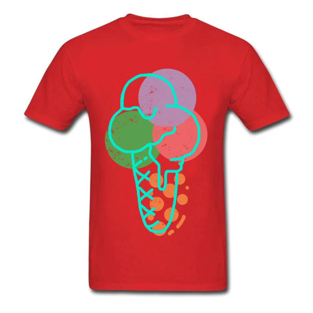 Designer Vintage Summer Ice Cream T Shirt Lovers Day O-Neck 100% Cotton Fabric Tops Shirts for Adult Tee Shirts Printed Vintage Summer Ice Cream red