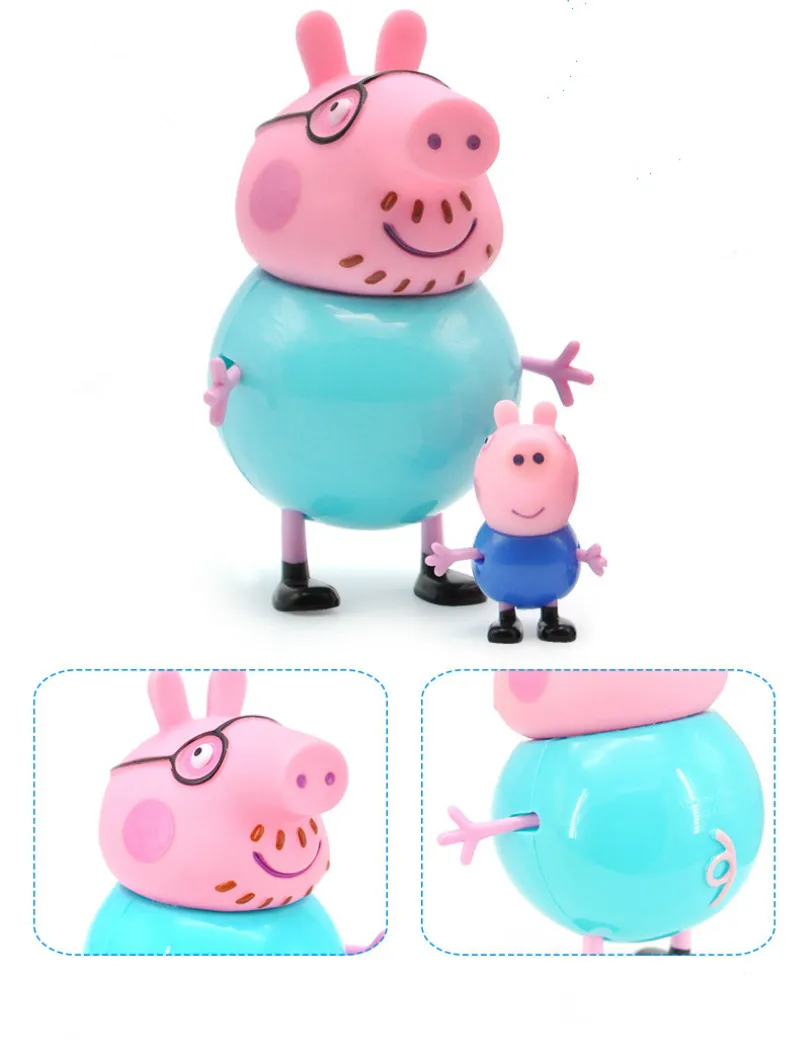 4 шт.. Peppa Pig George family pack папа мама розовая свинья фигурка Оригинал Pelucia аниме игрушки для детей Детский подарок 5 P
