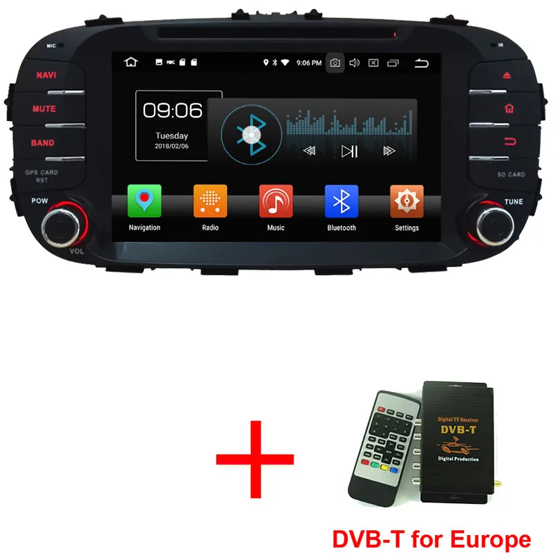 KLYDE 8 дюймов Восьмиядерный Android 8,0 4 Гб ОЗУ 32 Гб ПЗУ PX5 4G FM автомобильный DVD мультимедийный плеер радио для Kia Soul - Цвет: Radio x DVB-T TV Box