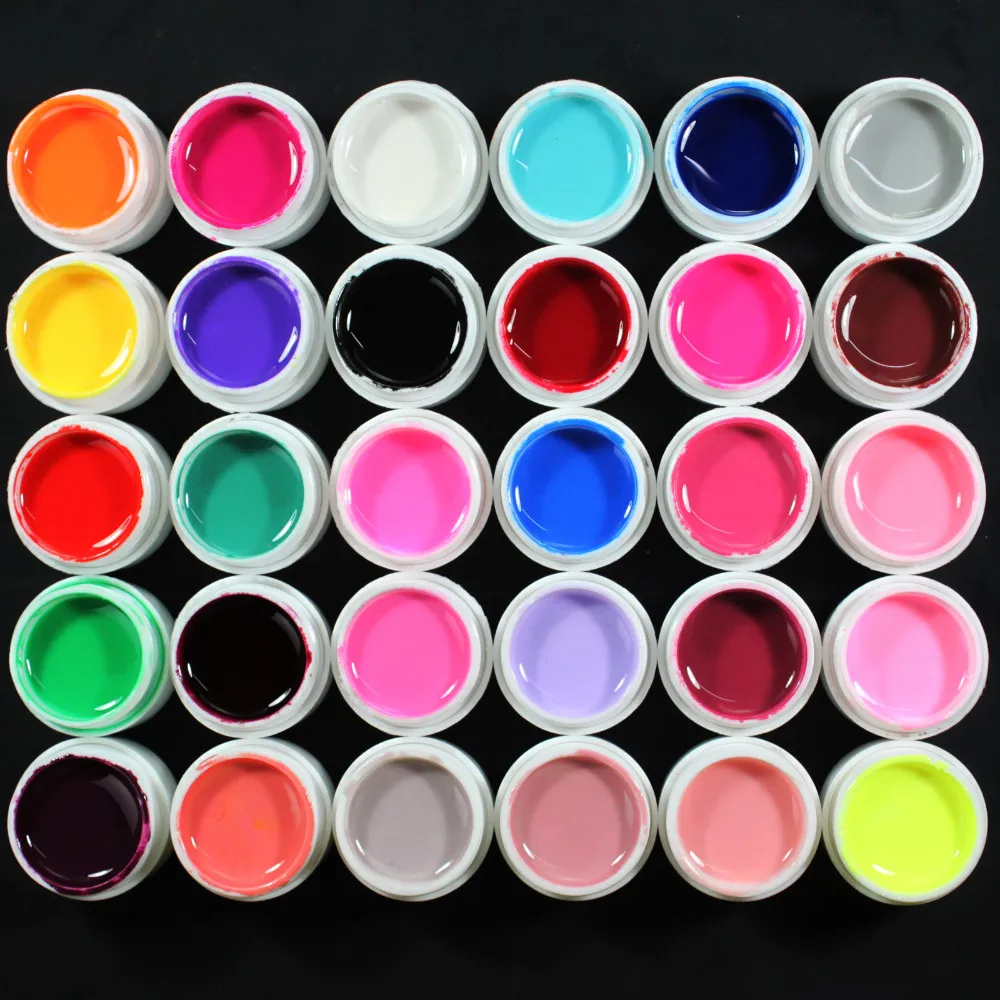 30 шт. одноцветное Цвет UV Чистый гель комплект Ложные Полный французский советы Дизайн ногтей Salon# pure30c