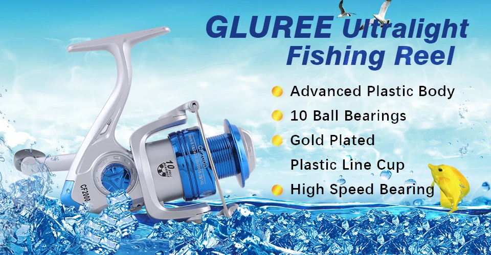 GLUREE Plating Fishing Spinning Reel Carp Fishing Reel CF1000~6000 10BB 5.21 Gilded Line Cup LeftRight Handle Saltwater Wheel (7)