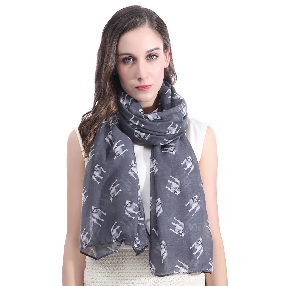 

Bulldog Dog Print Women's Scarf Shawl Wrap Soft Lightweight for All Seasons
