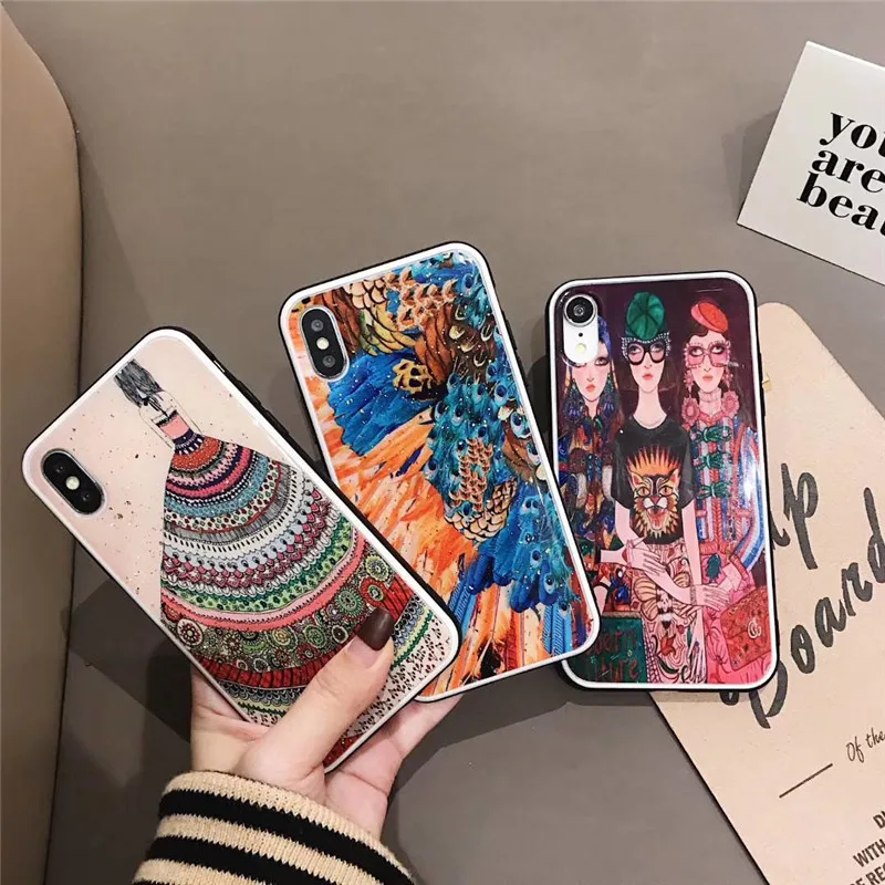 

Epoxy Phone Case For iPhone X XS XR XS Max 6 6S 7 8 Plus 7plus Chinese National Dress Phone Back Cover Cases New!