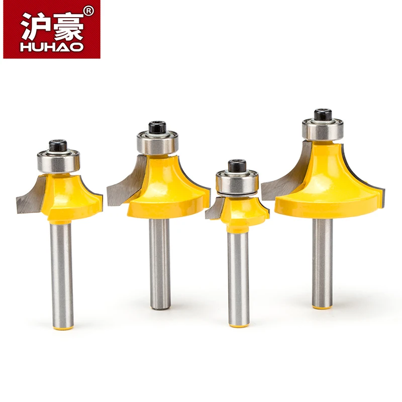  HUHAO 1 set Round-Over Router Bits for Wood 2 Flute Endmill With Bearing Milling Cutter Woodworking