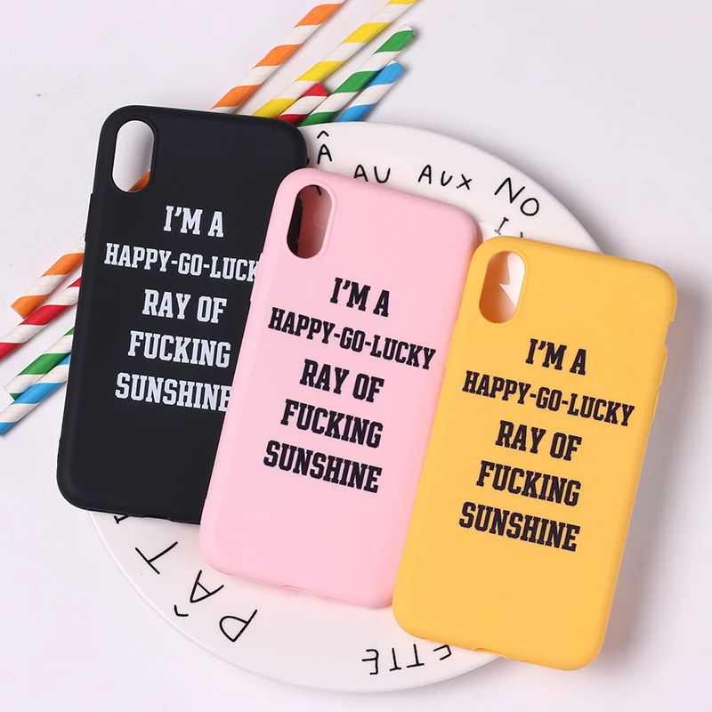 Милый мягкий силиконовый чехол для iPhone 11 6S 5S SE 8 8Plus X XS Max 7 7Plus Happy Lucky Sunshine Tropical Funny Quote