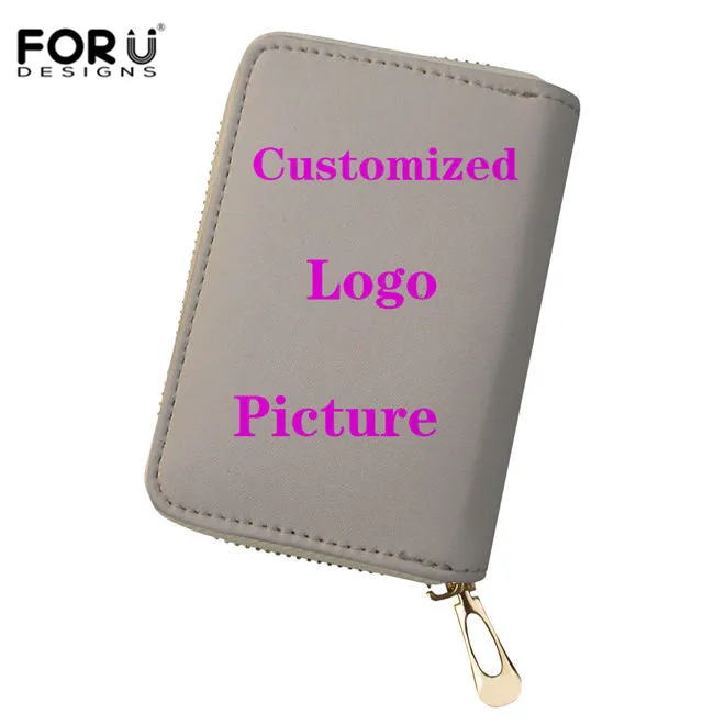 

FORUDESIGNS Cute Customized Your Image&Logo Pu Card Holder for Women Wallet Case Passport Cover Ladies Card Holders Cardholder