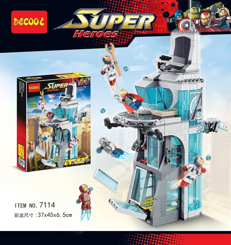 

Marvel Avengers Iron Man building block Attack On Tower assemblage bricks model IronMan Base compatible with
