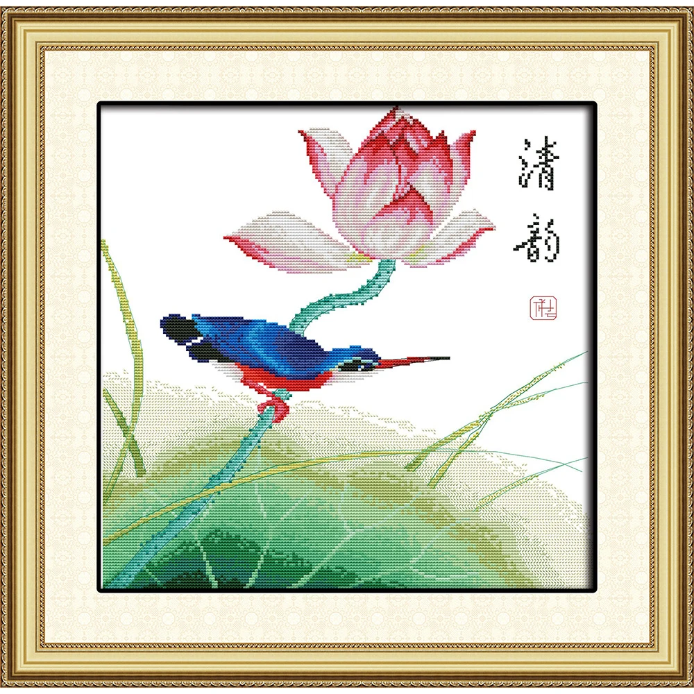 

NKF Refreshing Stamped Cross Stitch Patterns DIY Kits Needlework Embroidery Sets Cross Stitch for Home Decor