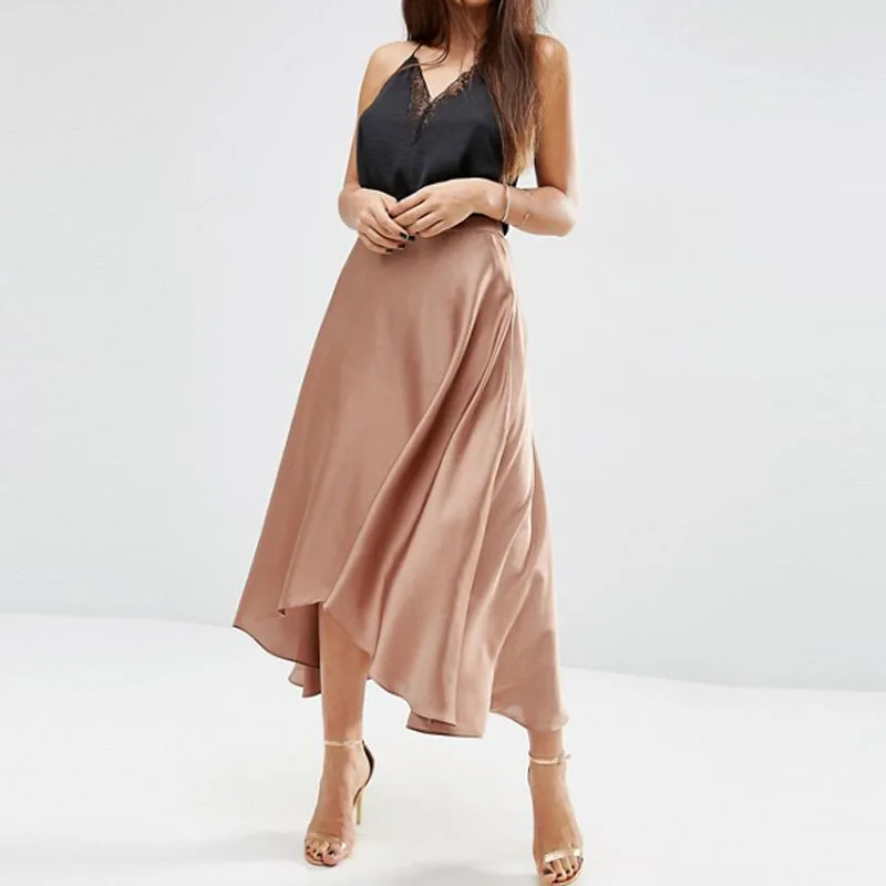 Богемные Saia Faldas шелк шифон Высокая Низкая юбка для женщин молния на заказ взрослая Женская юбка высокого класса на молнии