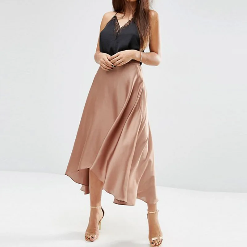 Женская юбка на молнии из шелкового шифона в богемном стиле 2017|high low skirt|chiffon high
