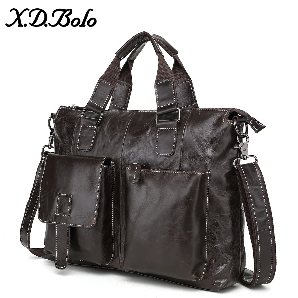 

X.D.BOLO Leather Briefcase Bag Men Business Male Messenger Bags Mens Shoulder Bags 14 Laptop Bags Briefcases Man Tote Handbags