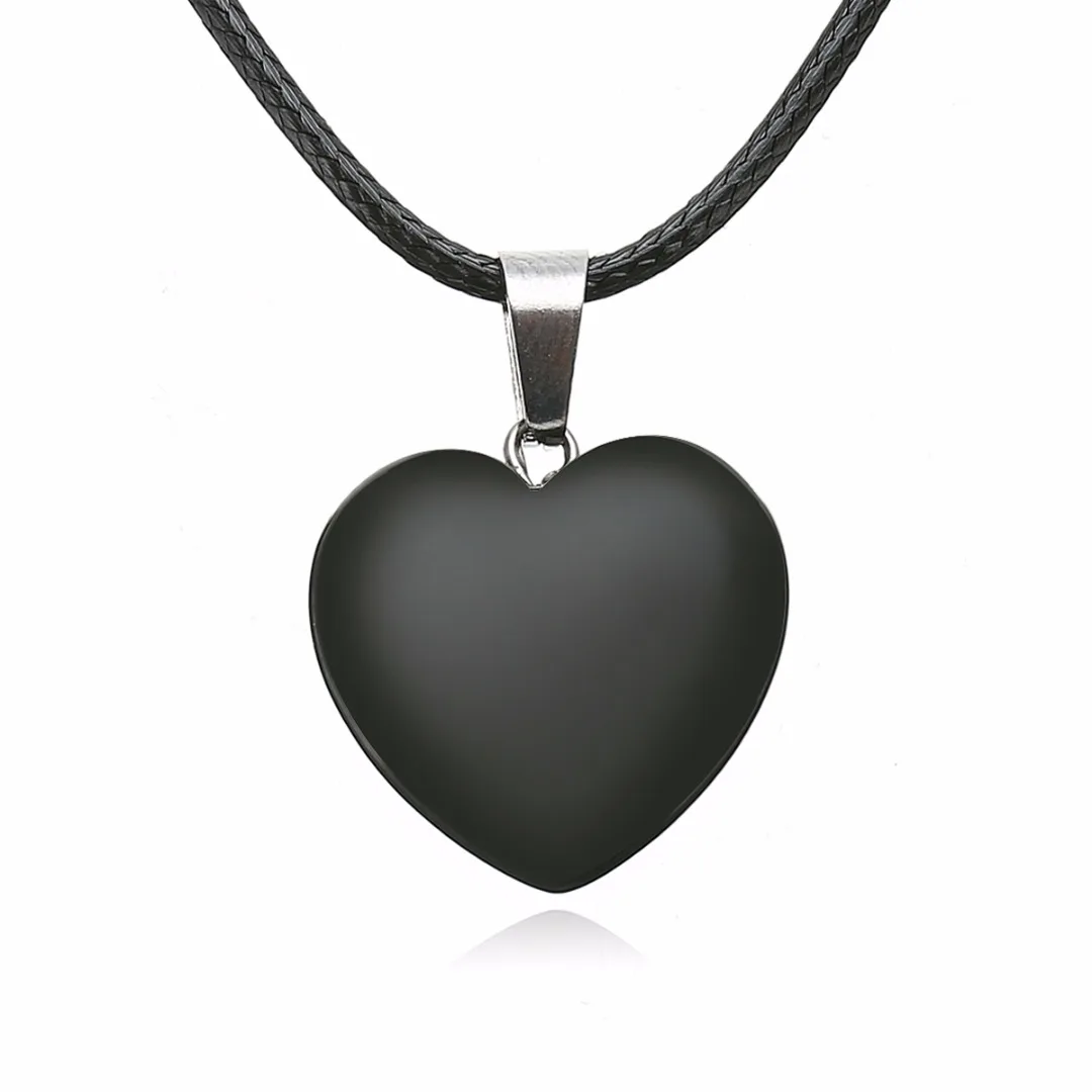 Shellhard Love Heart Necklaces for Women Natural Stone Leather Chain Necklace & Pendant Femme Bijoux Charm Jewelry