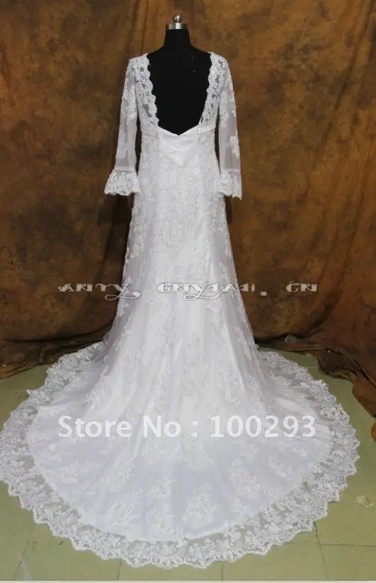 Rsw170 с длинным рукавом Кружево из двух частей пляж свадебное платье