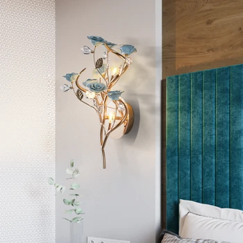 

DOXA Nordic Modern Wall Sconce Iron Crystal Fashion LED Wall Lamp Ceramic Rose Lampara Pared Bderoom Living Room Home Lighting