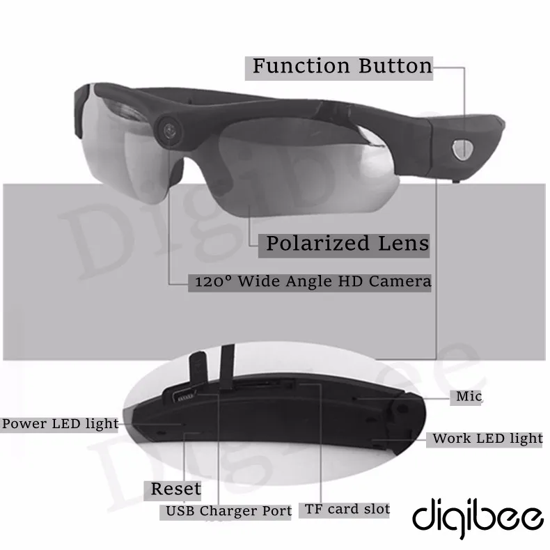 Новая крутая модная широкоугольная HD 1080 P камера поляризованные солнцезащитные очки Открытый Велоспорт умные очки надеваемая камера Mini DV DVR