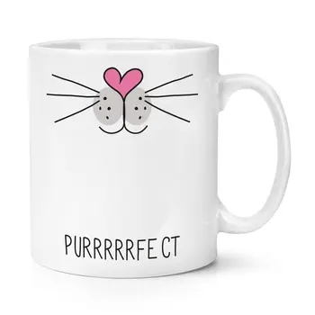

Purrfect Perfect Cat Face 11oz Mug Cup with Stirring Spoon - Funny Crazy Cat Lady Kitten